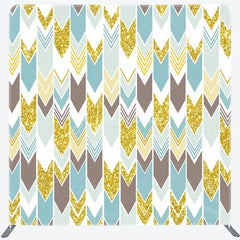 Aperturee - Aperturee Geometric Arrow Gold Glitter Double-Sided Tension Fabric Backdrop for Boho Birthday Party Photo Booth Decor