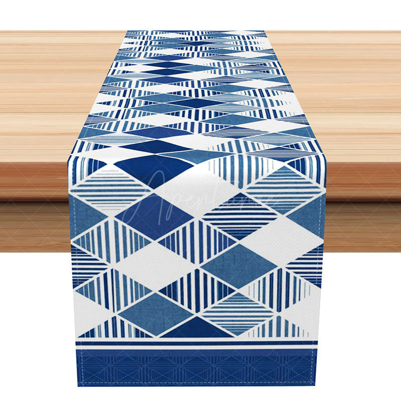 Aperturee - Aperturee Geometric Diamond Pattern Table Runner for Modern and Art Deco Inspired Kitchen and Dining Decor