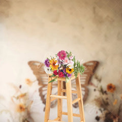 Aperturee - Aperturee Giant Wooden Butterfly Headboard Backdrop Boho Dried Flower Photography Background