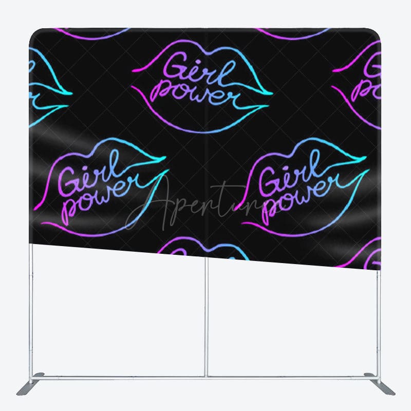 Aperturee - Aperturee Girl Power Neon Color Lips Black Party Backdrop Cover