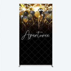 Aperturee - Aperturee Glamorous Black Gold Silver Glitter Balloons Fireworks Rectangle Arch Backdrop Elegant Birthday Party Decoration