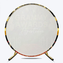 Aperturee - Aperturee Glamorous Red Carpet Awards Night Round Backdrop Hollywood Gala Viewing Party Black Gold Balloons
