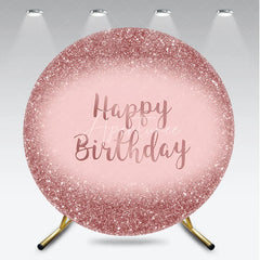 Aperturee - Aperturee Glamorous Shimmering Rose Gold Glitter Happy Birthday Round Backdrop Elegant Celebration Party Decor