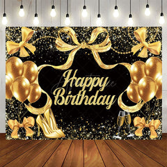 Aperturee - Aperturee Glitter Balloon And Bows Cheer To Birthday Backdrop