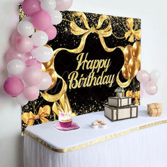 Aperturee - Aperturee Glitter Balloon And Bows Cheer To Birthday Backdrop