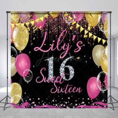 Aperturee - Aperturee Glitter Balloon Custom Sweet 16 Birthday Backdrop