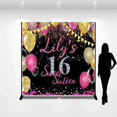 Aperturee - Aperturee Glitter Balloon Custom Sweet 16 Birthday Backdrop