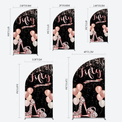 Aperturee - Aperturee Glitter Balloon High Heel Birthday Half Moon Arch Backdrop