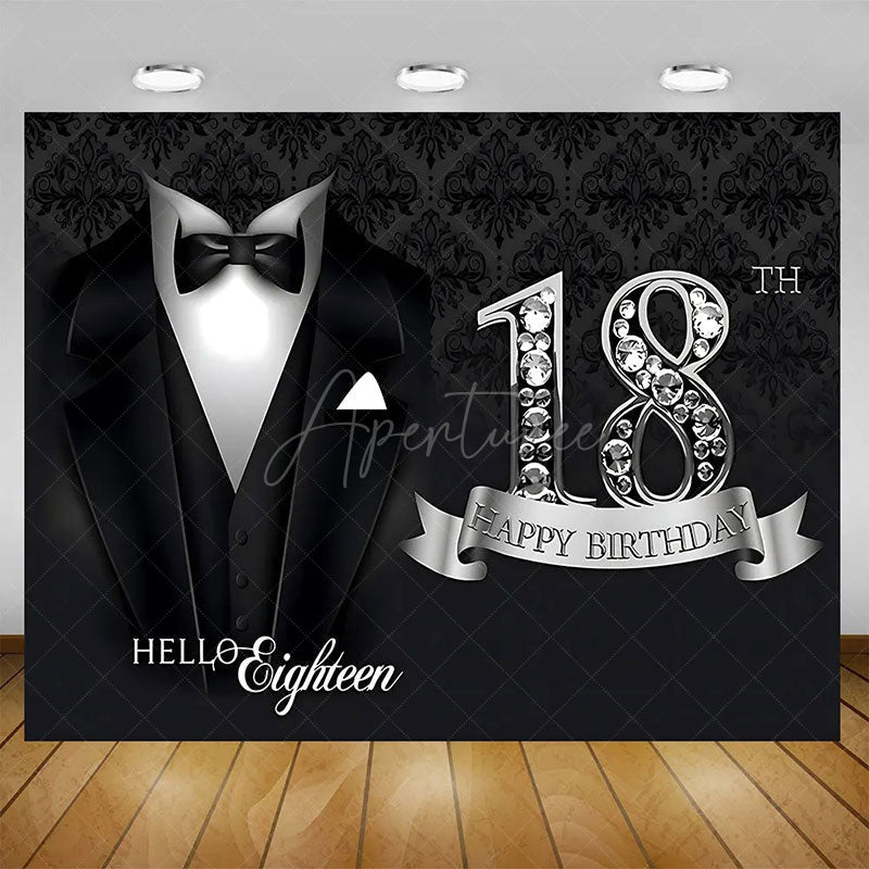 Aperturee - Aperturee Glitter Balloons Happy 18th Birthday Backdrop For Men Elegant Party Decor Event Photo Prop