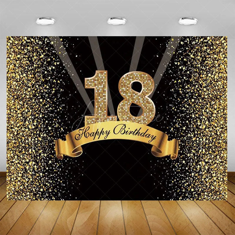Aperturee - Aperturee Glitter Balloons Happy 18th Birthday Backdrop For Men Elegant Party Decor Event Photo Prop