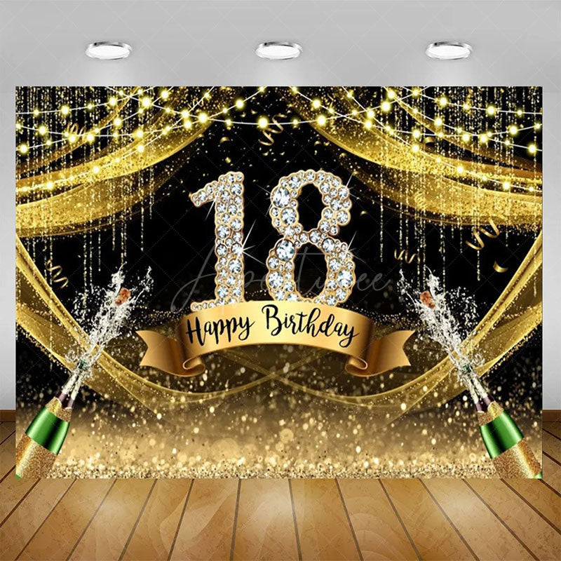 Aperturee - Aperturee Glitter Balloons Happy 18th Birthday Backdrop For Men Elegant Party Decor Event Photo Prop