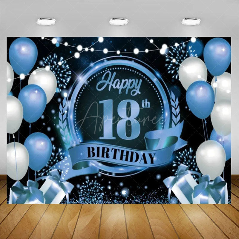 Aperturee - Aperturee Glitter Balloons Happy 18th Birthday Backdrop For Men Elegant Party Decor Event Photo Prop