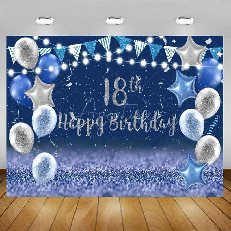 Aperturee - Aperturee Glitter Balloons Happy 18th Birthday Backdrop For Men Elegant Party Decor Event Photo Prop