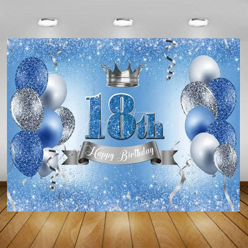 Aperturee - Aperturee Glitter Balloons Happy 18th Birthday Backdrop For Men Elegant Party Decor Event Photo Prop