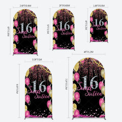 Aperturee - Aperturee Glitter Balloons Sweet 16 Birthday Arch Backdrop