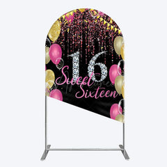 Aperturee - Aperturee Glitter Balloons Sweet 16 Birthday Arch Backdrop