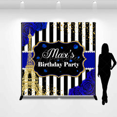Aperturee Aperturee Glitter Blue Elegant Custom Name Birthday Backdrop
