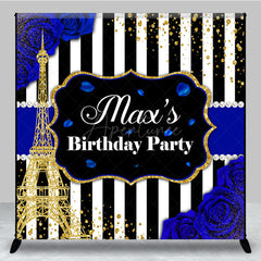 Aperturee Aperturee Glitter Blue Elegant Custom Name Birthday Backdrop