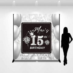 Aperturee - Aperturee Glitter Bokeh Black Grey Balloon Birthday Backdrop