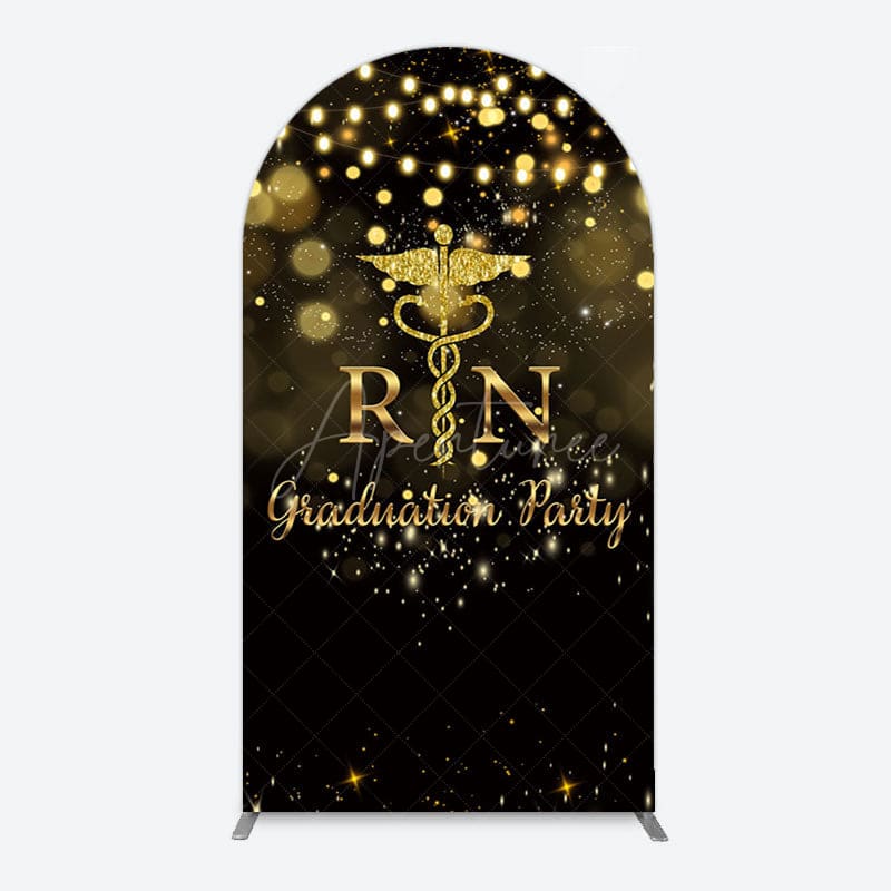 Aperturee - Aperturee Glitter Bokeh Nurse Graduation Party Arch Backdrop