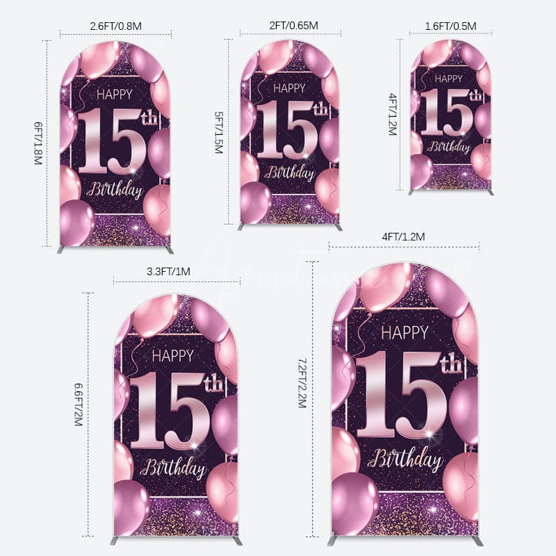 Aperturee - Aperturee Glitter Bokeh Sweet 15th Birthday Arch Backdrop