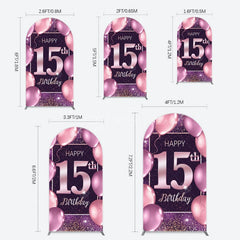Aperturee - Aperturee Glitter Bokeh Sweet 15th Birthday Arch Backdrop