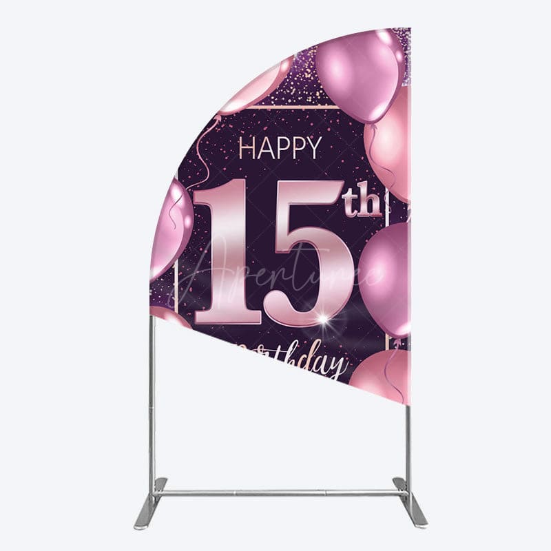 Aperturee - Aperturee Glitter Bokeh Sweet 15th Birthday Half Moon Arch Backdrop