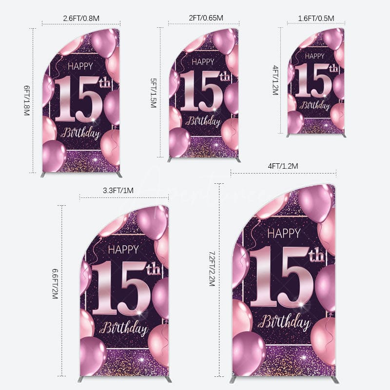 Aperturee - Aperturee Glitter Bokeh Sweet 15th Birthday Half Moon Arch Backdrop