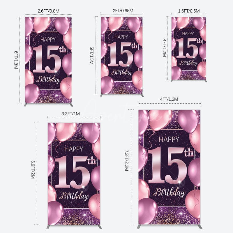 Aperturee - Aperturee Glitter Bokeh Sweet 15th Birthday Rectangle Backdrop