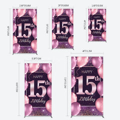 Aperturee - Aperturee Glitter Bokeh Sweet 15th Birthday Rectangle Backdrop