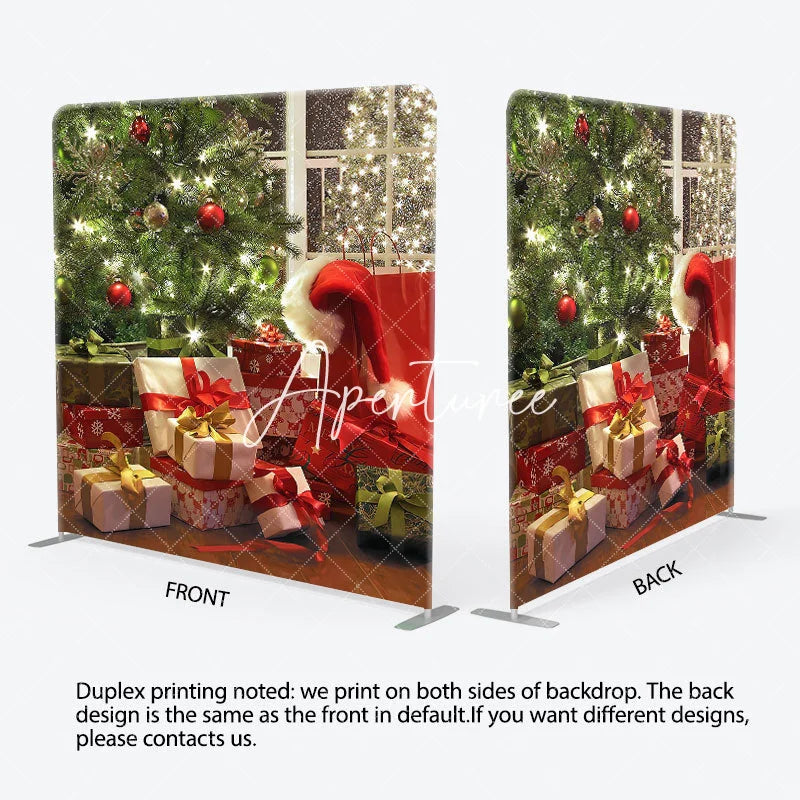 Aperturee - Aperturee Glitter Christmas Tree Gifts Pillow Case Backdrop