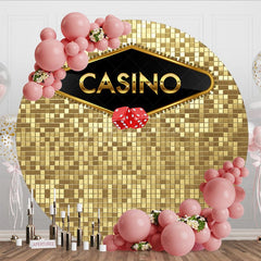 Aperturee - Aperturee Glitter Gold Casino Theme Circle Birthday Backdrop