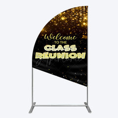 Aperturee - Aperturee Glitter Gold Class Reunion Anniversary Half Moon Arch Backdrop