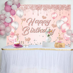 Aperturee - Aperturee Glitter Heart Balloon Gifts Happy Birthday Backdrop