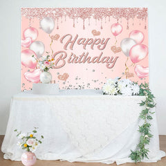 Aperturee - Aperturee Glitter Heart Balloon Gifts Happy Birthday Backdrop