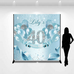Aperturee - Aperturee Glitter Light Blue Balloon Custom Birthday Backdrop