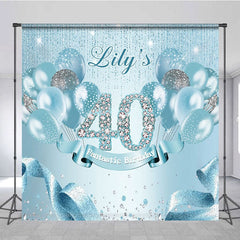Aperturee - Aperturee Glitter Light Blue Balloon Custom Birthday Backdrop