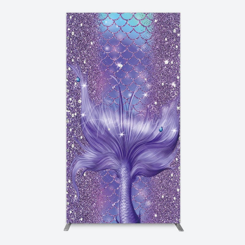 Aperturee - Aperturee Glitter Mermaid Purple Summer Vibe Rectangle Backdrop