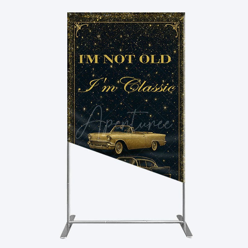 Aperturee - Aperturee Glitter Not Old But Classic Birthday Rectangle Backdrop