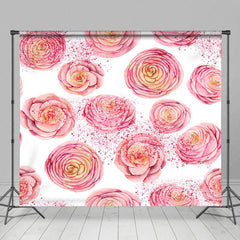 Aperturee - Aperturee Glitter Repetitive Various Pink Flowers Backdrop