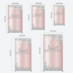 Aperturee - Aperturee Glitter Rose Gold Sweet 16 Birthday Rectangle Backdrop