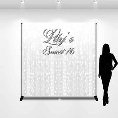 Aperturee - Aperturee Glitter Silver Bokeh Simple Custom Birthday Backdrop
