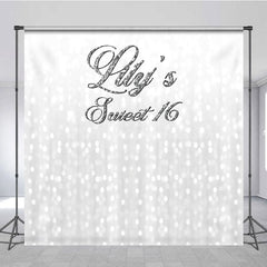 Aperturee - Aperturee Glitter Silver Bokeh Simple Custom Birthday Backdrop