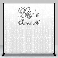 Aperturee - Aperturee Glitter Silver Bokeh Simple Custom Birthday Backdrop