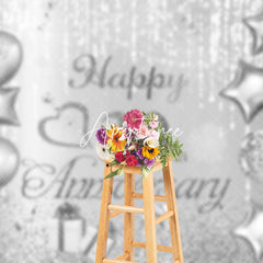 Aperturee - Aperturee Glitter Silver Star Balloon 30Th Anniversary Backdrop
