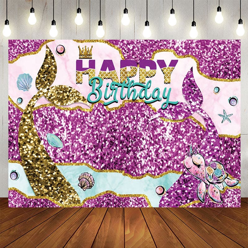 Aperturee - Aperturee Glitter Special Mermaid Tail Birthday Backdrop