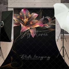 Aperturee - Aperturee Glowing Abstract Lily Sweep Photo Backdrop Dark Artistic Flower Background Neon Petal Bloom Floor Prop