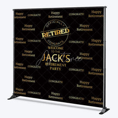 Aperturee - Aperturee Gold and Black Custom Retirement Party Backdrop Personalized Congrats Celebration Decor