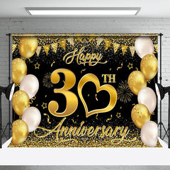 Aperturee - Aperturee Gold Balloons Happy 30Th Anniversary Backdrop