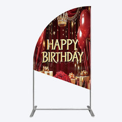 Aperturee - Aperturee Gold Burgundy Gift Box Rose Birthday Half Moon Arch Backdrop